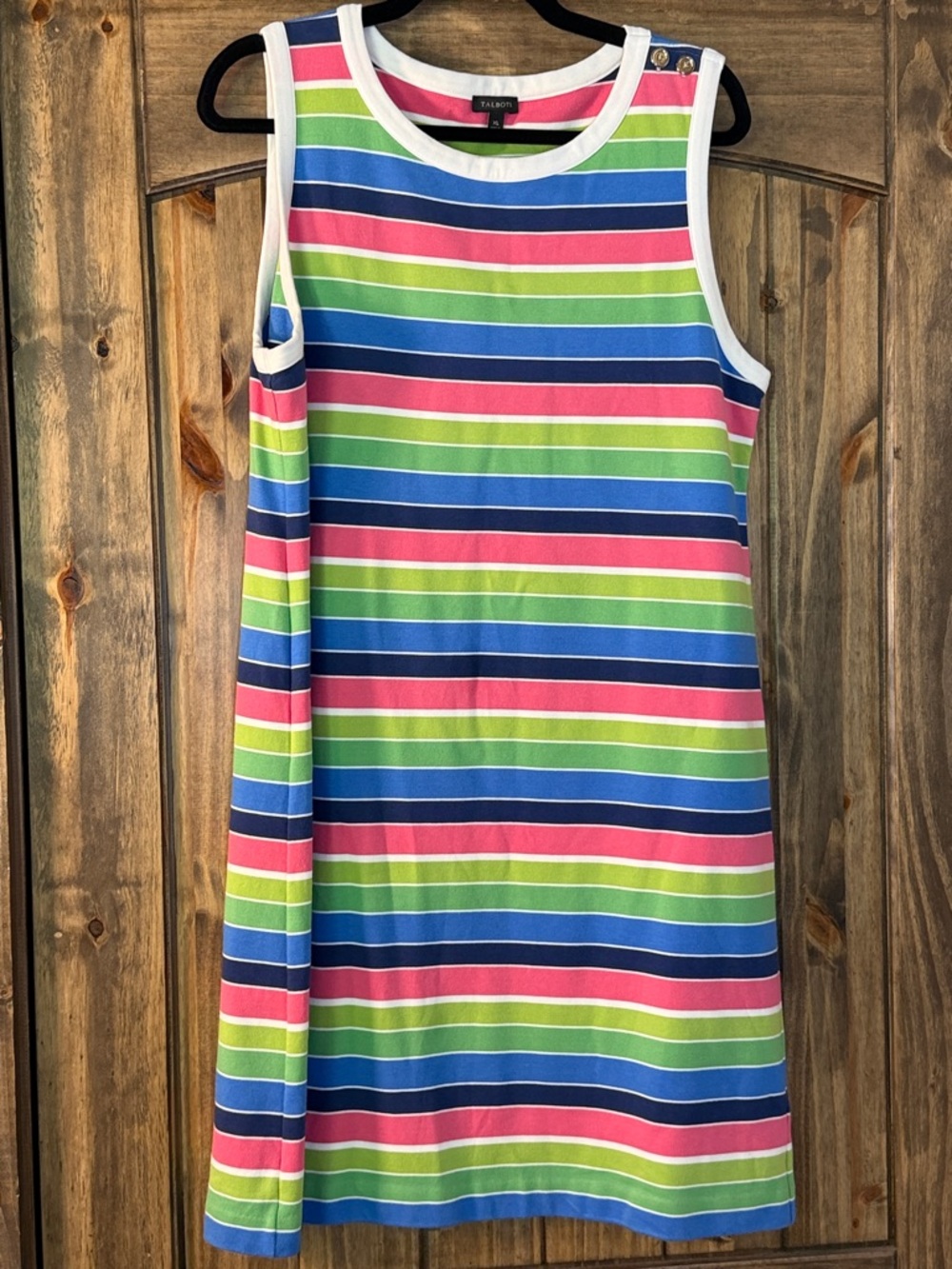 Talbots Multicolor Striped Midi Dress - Blue, Green, Pink, White